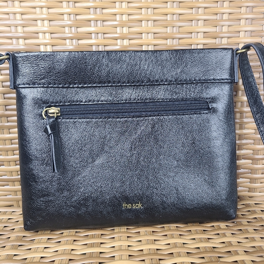 The Sak Sanibel Black Floral Embossed Leather Crossbody Bag Purse Small - Picture 4 of 14